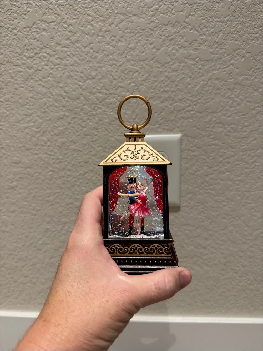 Gold-Tone Musical Dance Lantern with Red Accents